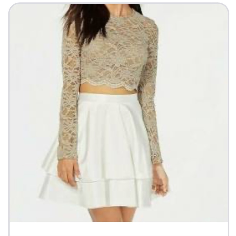 City Studios Juniors' Lace Contrast 2-Pc. Dress